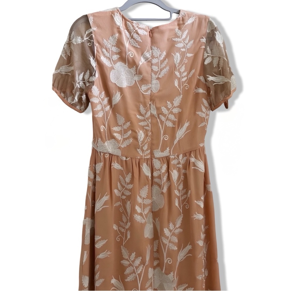For Love and Lemons | Embroidered Plunge Mia Maxi Dress | Blush Peach Size S - Picture 6 of 14